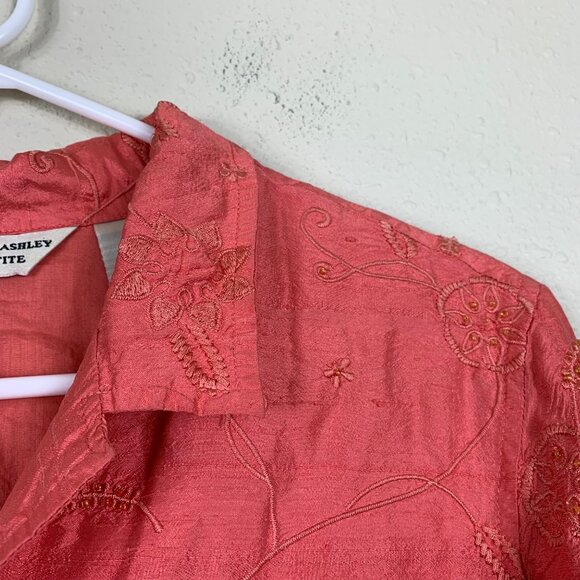 VTG Y2K Laura Ashley Floral Embroidered 100% Silk Jacket Sz Petite Medium Cottag - Picture 5 of 6